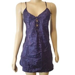 Morgan Taylor Women's Slip Dress Size Small Purple Paisley Spaghetti Strap